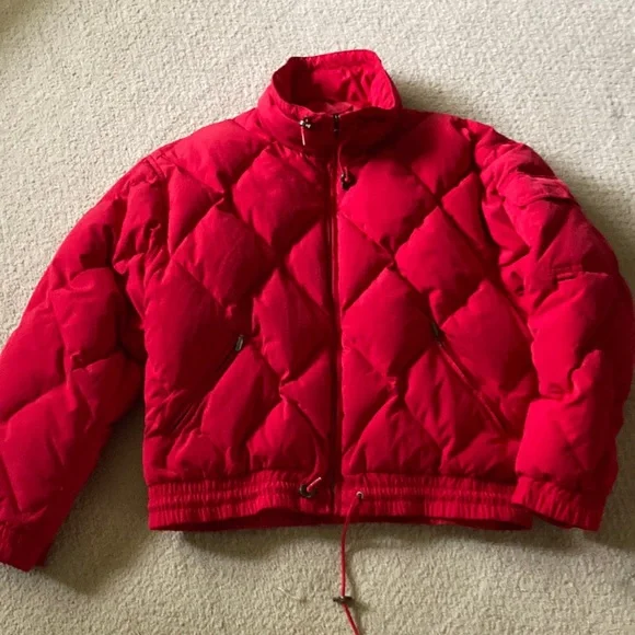 Vintage Eddie Bauer Red Quilted Puffer Down Feather Jacket medium - Picture 6 of 6